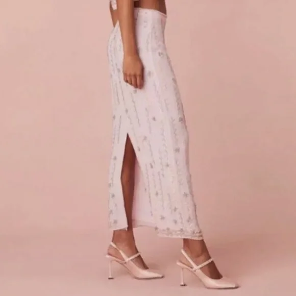 LOVESHACKFANCY Goodall Embellished Midi Skirt - Picture 6 of 15